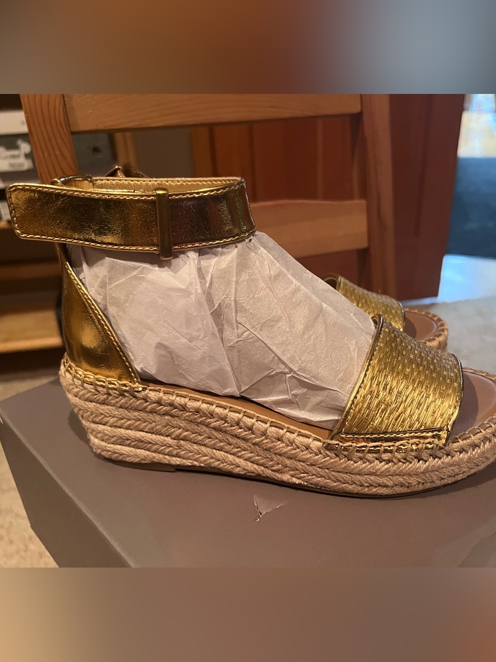 Franco Sarto Metallic Gold Espadrille Wedges